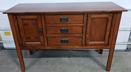 (1) Wooden Mission-Style Console Cabinet