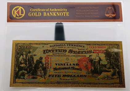 (1) $5 Vineland National Bank - Gold Flaked Banknote