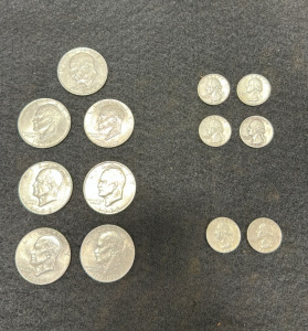Collection of Various U.S. Coins - (7) Eisenhower Dollar Coins, (6) U.S. Washington Quarters (More Info in Photos)