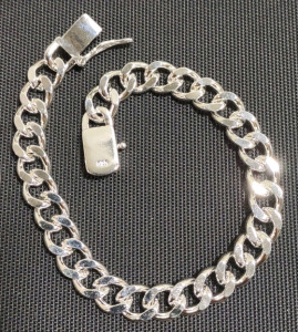 8" 925 Silver Flat Curb Link Chain Bracelet