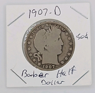 (1) 1907-D Barber Half Dollar - 50&cent;