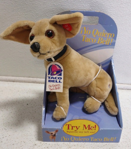 A Vintage 1998 "!Yo Quiero Taco Bell!" Taco Bell Talking Chihuahua Plush Toy by Applause&trade;