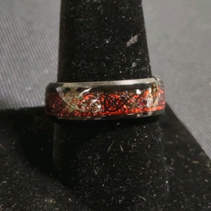 Size 9.75 Black Men's Viking/ Nordic Red Wedding Band