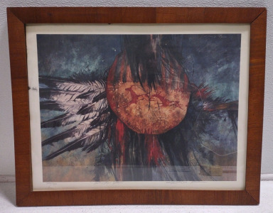 A 24&frac34;"x 19&frac12;" Native American Water Painting Print Titled "Native Warrior"-284/500