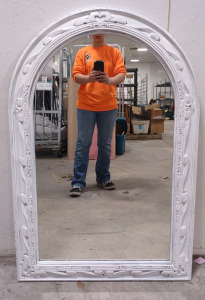 White Wood Framed Arched Top Wall Mirror Home Decor