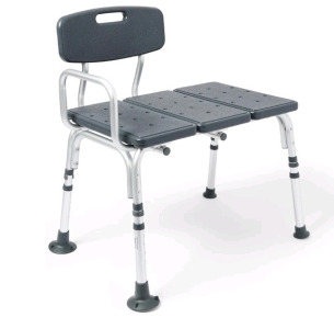 (1) Medline Tub Transfer Bench, Shower Chair for Seniors is Adjustable, Gray, MDS86960KDMGH