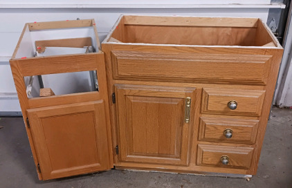(2) Oak Base Cabinets w/ Drawers & Doors