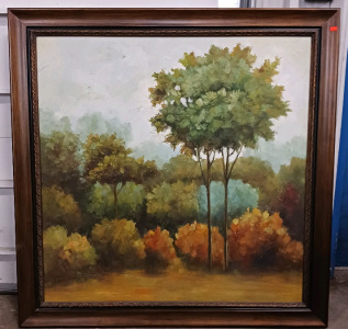 (1) Forest Landscape - Framed Oil Painting - 36"x36"