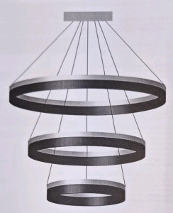(1) Large Modern LED Chandelier, Brushed Gold Finish, Rings Are 32" 24" & 16"