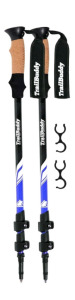 (1) Pair Of TrailBuddy Trekking Poles - Lightweight, Collapsible Hiking Poles for Snowshoe & Backpacking Gear - 7075 Aluminum W/ Cork Grip, Blue Lake<br/>