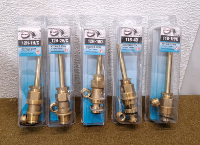 (1) Danco 12H-1H/C Hot / Cold Stem Valve For Pfister, (1) Danco 12H-2H/C Hot / Cold Stem Valve For Pfister, (1) Danco 12H-18D Diverter Stem Valve For Pfister, (1) Danco 11B-4D Diverter Stem Valve For Gerber & (1) Danco 11B-1H/C Hot / Cold Stem Valve 