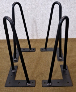 (1) Set Of (4) 10" Hairpin Legs, Matte Black, DIY Industrial Strength Mid Century Modern Table Legs<br/>
