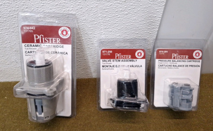 (1) Pfister 974-042 Tub / Shower Cartridge, (1) Pfister 971-250 Valve Stem Assy & (1) Pfister S74-291 Pressure Balancing Cartridge