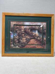 (1) Wooden Frames Landscape Painting 36&rdquo;x44.5&rdquo;