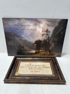 (2) Bible Verse Framed Wall Art Pieces