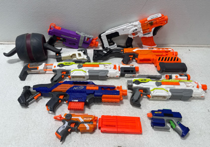 (8)Assorted Nerf Guns And Roller Abdominal Workout Unbranded