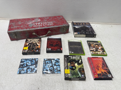 (1) Milwaukee Red Tool Box And Assorted Pc And Xbox Games