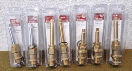 (2) Pfister 910-043 Hot / Cold Valve Stem Cartridges, (2) Pfister 910-374 Tub/Shower Diverter Valve Stem Cartridges, (2) Pfister 910-013 Tub/Shower Diverter Valve Stem Cartridges & (1) Pfister 910-385 Tub/ Shower Diverter Stem Cartridge