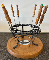 Mid Century Fondue Pot Including Skewers - 2