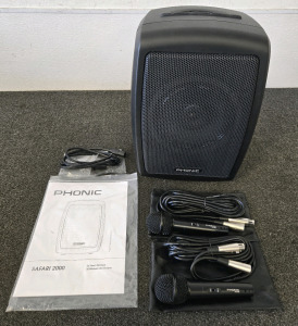 Phonic Safari 2000 Spaker w/ (2) Phonic Microphones & Cables