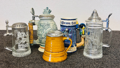 (5) Collectible Beer Steins