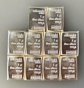 (10) Valcambi Suisse 1g. Silver Bars