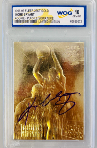 1996-97 Fleer 23 Karat Gold Kobe Bryant Rookie- Purple Signature Limited Edition Graded Card-10 GEM-MT
