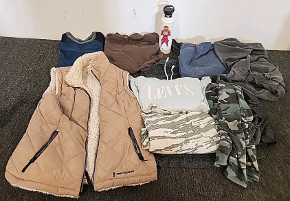 Free Country Large Vest,Levi's Hoodie, Long Sleeve Shirts and Light Hoodie's all Large. and More.