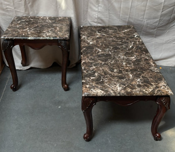 (2) Matching Marble-Topped Tables