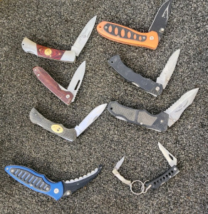 Bear & Son Pearl Harbor Lockback I1601 Folding Pocket Knife, And An Assortment Of Other Pocket Knives.