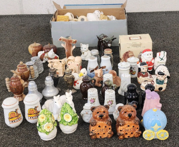 Boxes of Collectable Salt And Pepper Shakers, And Glasswares!