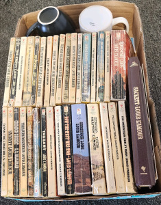 Louis L'amour Book Lot And (2) Mugs.
