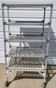 Tall 5 Shelve aluminum Vented Rack 3'Lx69"Tx27"w With Locking wheels