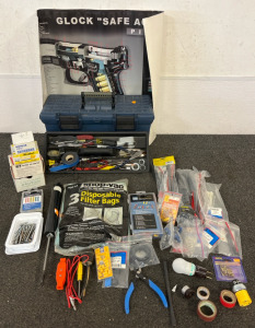 Glock &ldquo;Safe Action&rdquo; Pistol Poster, Toolbox Of Handled Tools & Other Various Small Parts & Tools
