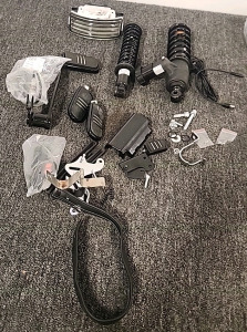 Harley Davison Rear Shocks Foot Pegs, Tail Light Various Plyers and Sockets Small Ratchet. 5/8"Rubber Cushion Pipe Clamps