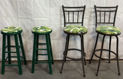 (4) Matching Patterned Barstools