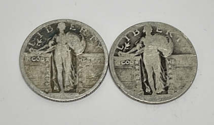 (2) 90% Silver Standing Liberty Quarters W/ Unknown Dates