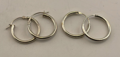 (2) Sets Of .925 Silver Hoop Earrings