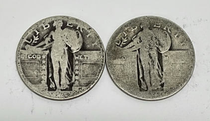 (2) 90% Silver Standing Liberty Quarters W/ Unknown Dates