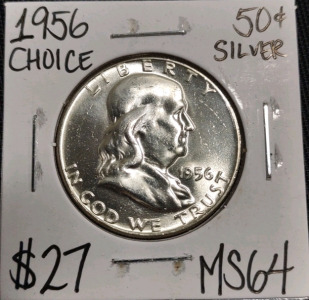 1956 MS64 Choice Silver Franklin Half Dollar