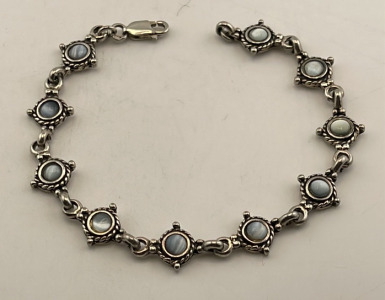 .925 Silver And Blue Opal Bracelet