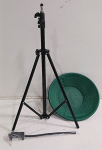 (2) Prospecting Tools - (1) Tripod w/ Flexible Arm Mount (1) Garrett Gold Trap Pan