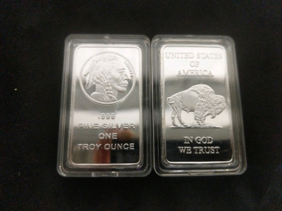 2) United States of America "One Troy Ounce .999 Fine Silver Replica
