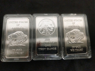 3)United States of America "One Troy Ounce .999 Fine Silver" Replica