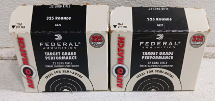 (2) Federal AutoMatch Ammunition Boxes - (1) .22LR 325 Rounds (1) .22LR 325 Rounds