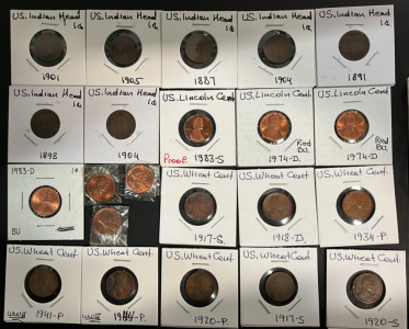 Large Assortment of Collectible Indian Head Pennies & Wheat Pennies