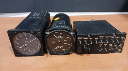 (3) Vintage Aircraft Avionics Instruments - Narco GSI-1 DME Speed Indicator Collins 408A Gyro & Audio Control Panel