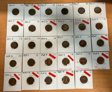 (29) Assorted Lincoln Head Cents Dating From 1934-1981