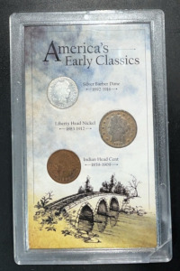 (1) 1905 Silver Barber Dime (1) 1912 Liberty Head Nickel (1) 1906 Indian Head Cent