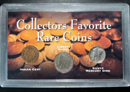 (1) 1905 Indian Cent (1) 1902 Liberty Nickel (1) 1941 Silver Mercury Dime